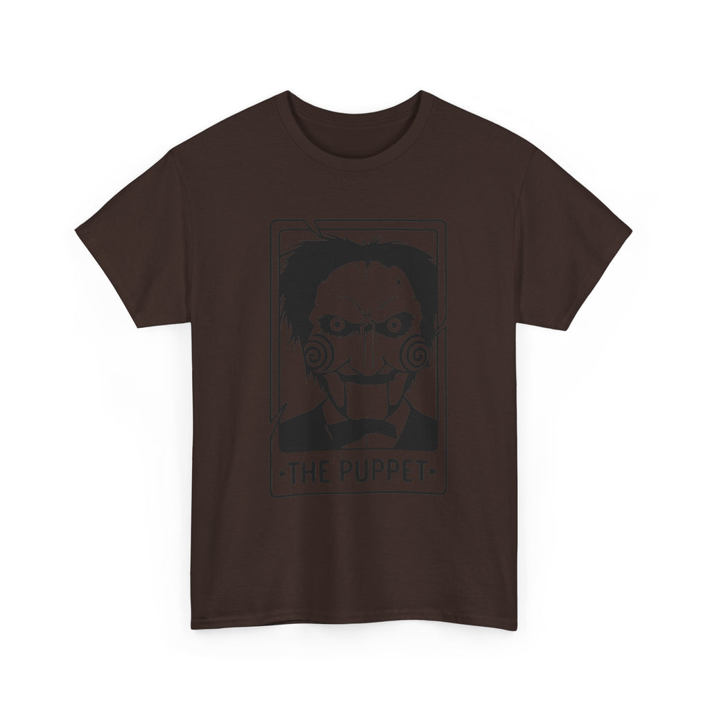 Horror Puppet Graphic Tee — "The Puppet" Vintage Creepy Mask T‑Shirt