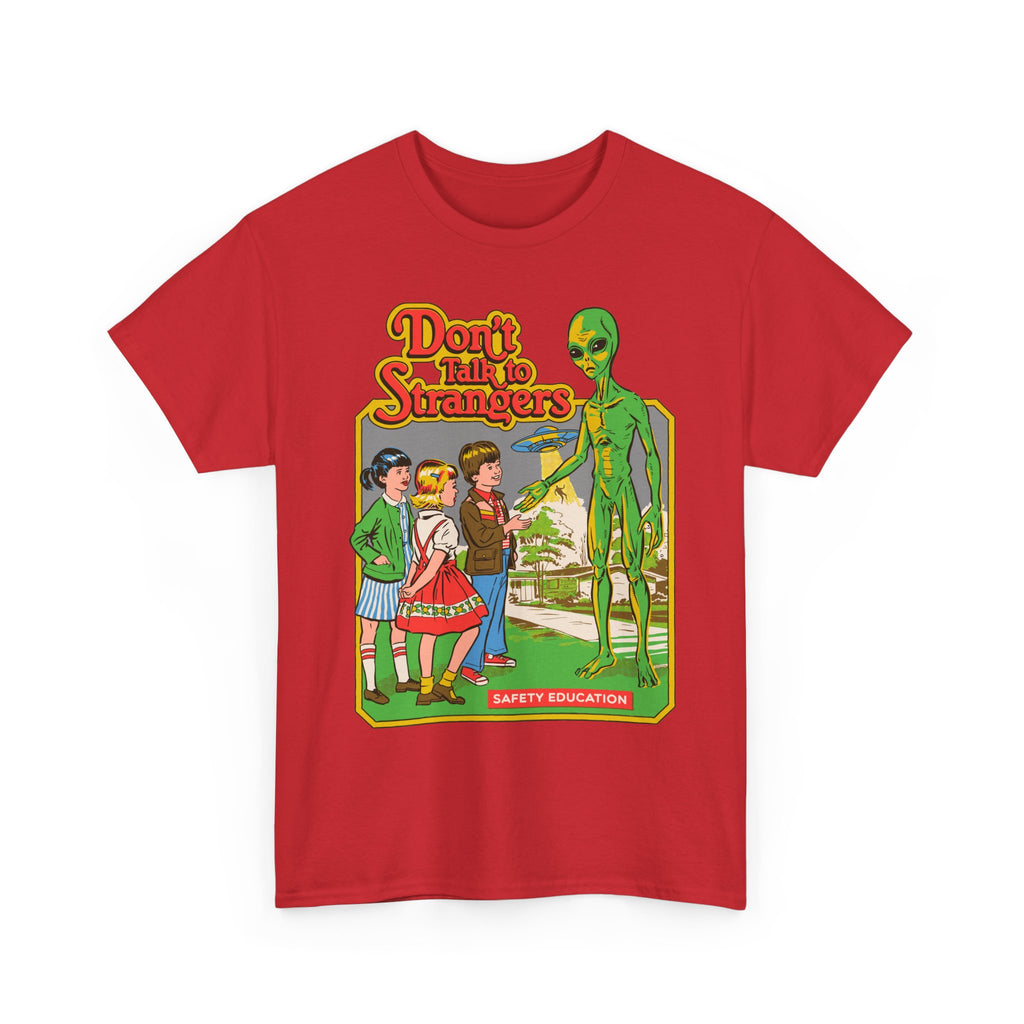 Alien Safety Retro Tee — "Don't Talk to Strangers" Graphic T-Shirt