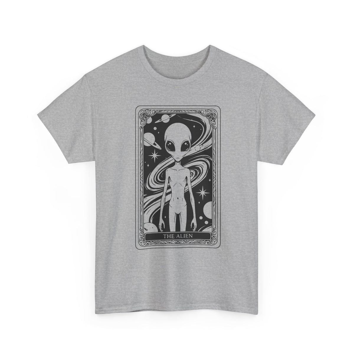 Alien Tarot Graphic Tee — Cosmic Space Alien Illustration Shirt