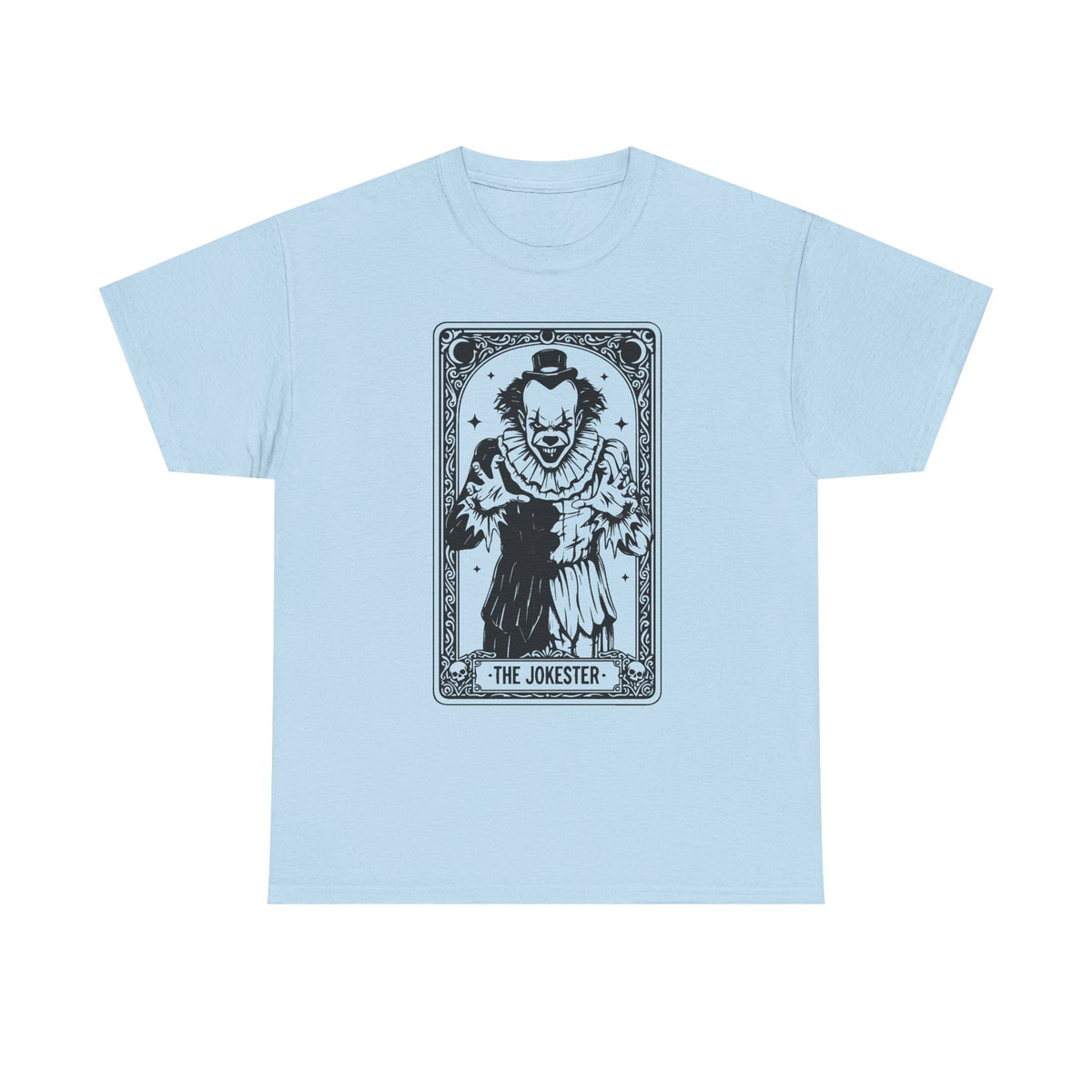 The Jokester Tarot Tee — Vintage Black & White Clown Graphic T‑Shirt
