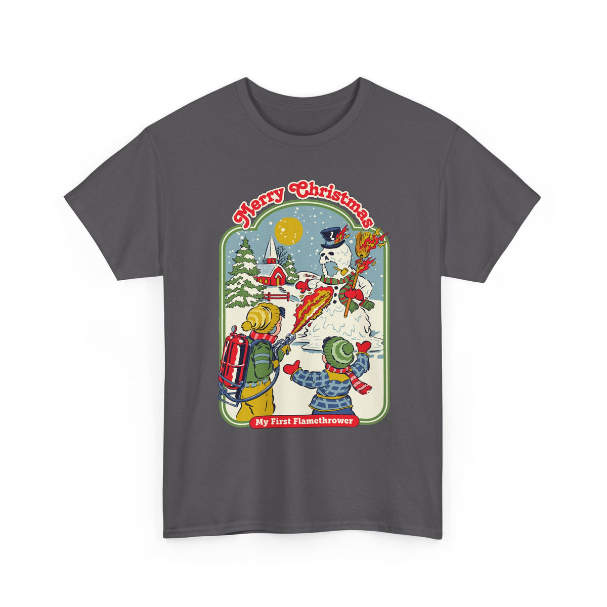 Christmas Kids Tee — 'Merry Christmas' Vintage Snowman Sledding Design