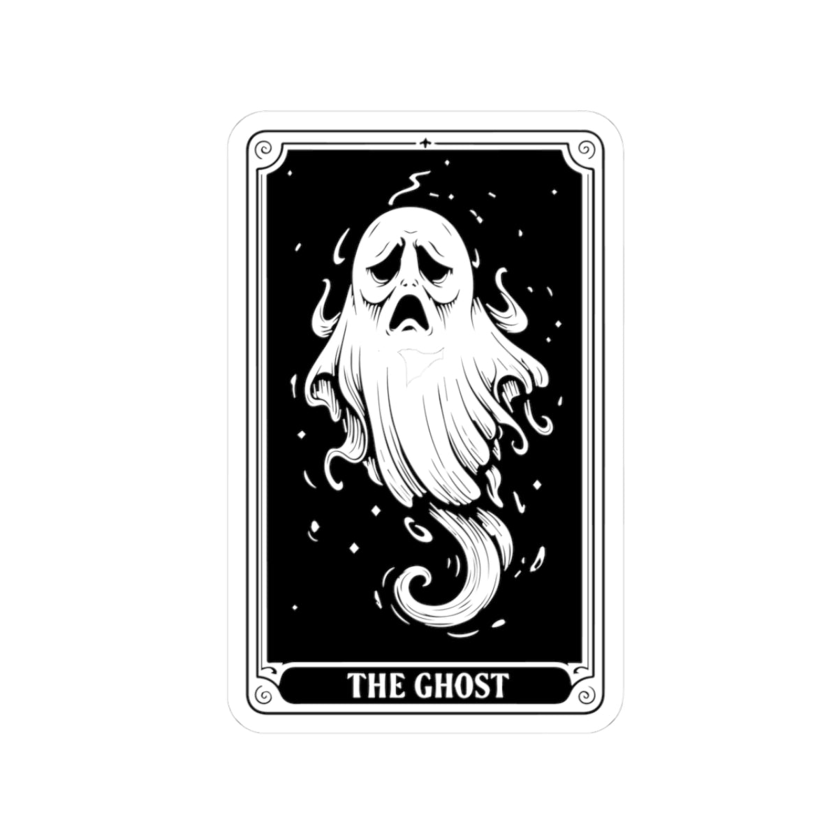 The Ghost Kiss-Cut Sticker — Haunted Tarot-Style Ghost Decal