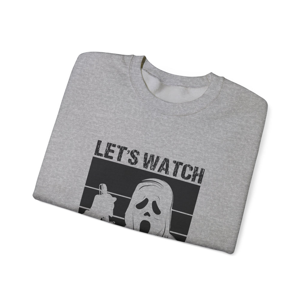 Horror Movie Crewneck Sweatshirt - "Let’s Watch Scary Movies" Ghost Design