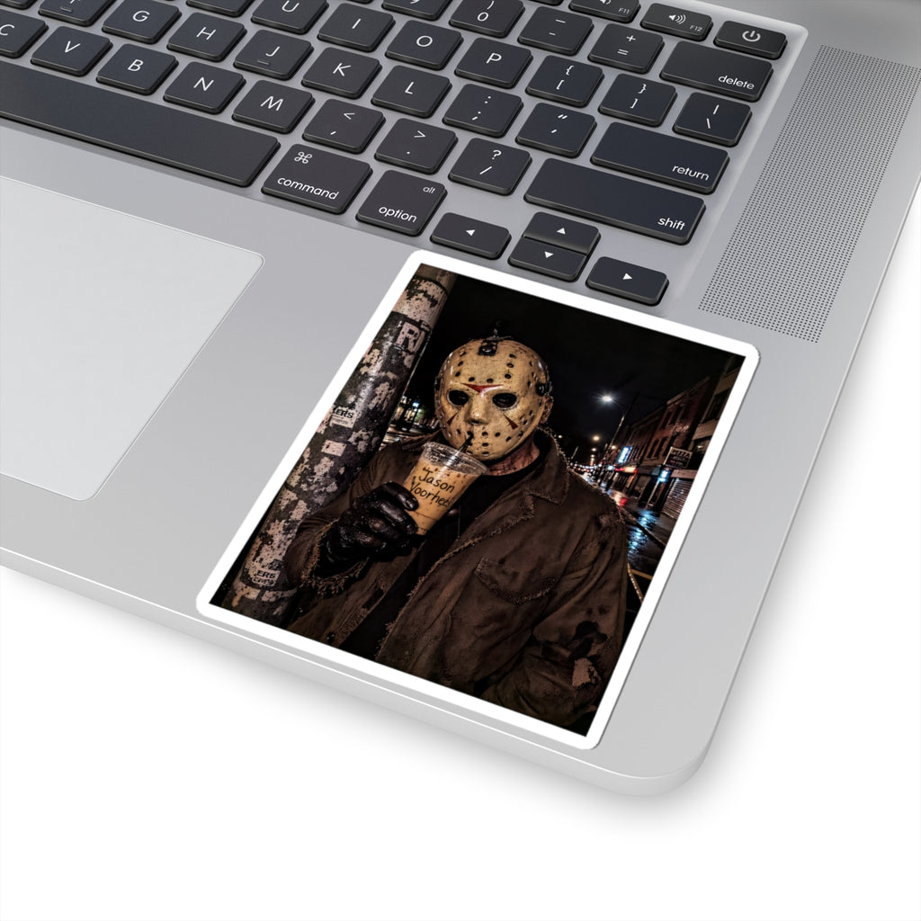 Horror Jason Mask Sticker — Retro Night Street Jason Voorhees Art Kiss-Cut Sticker