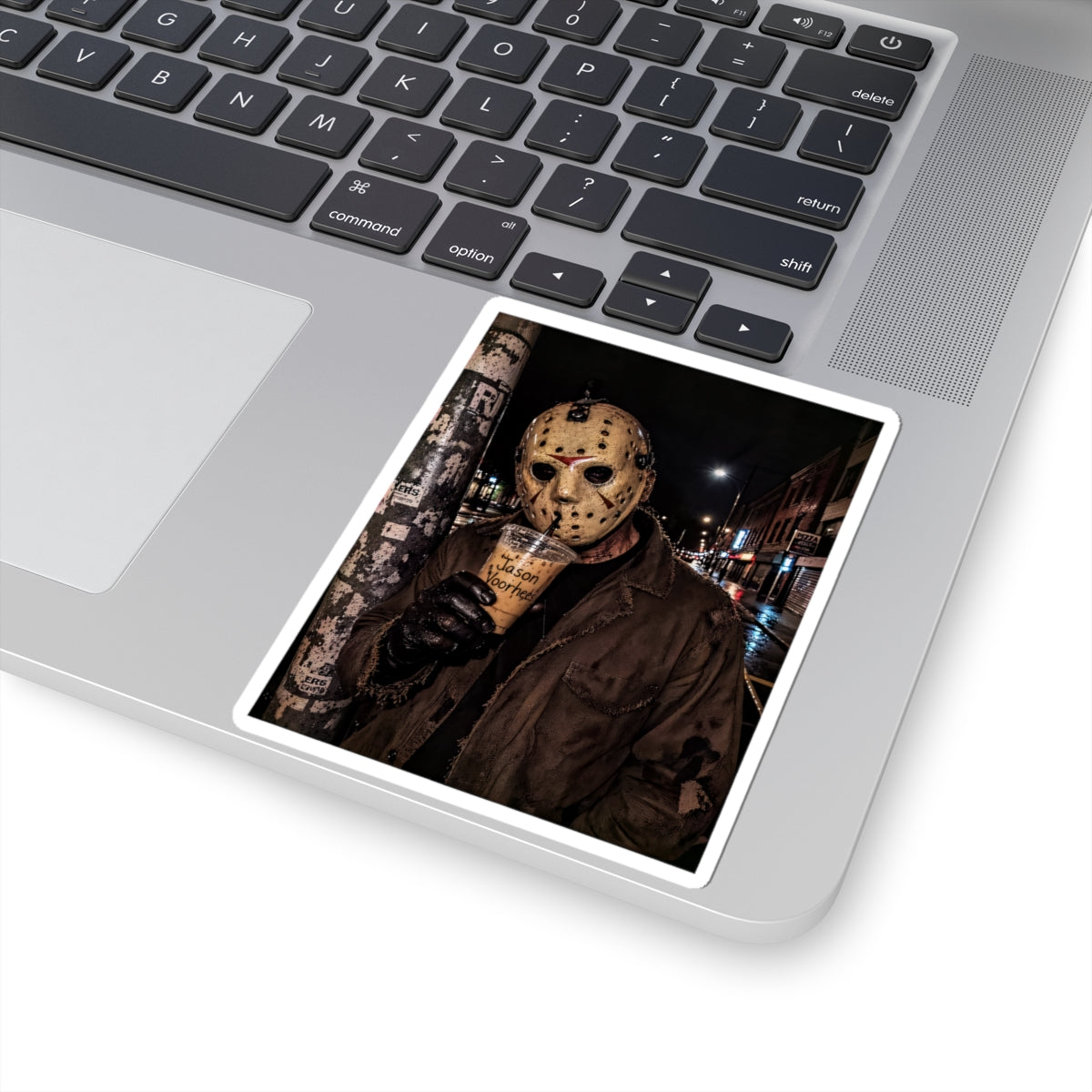 Horror Jason Mask Sticker — Retro Night Street Jason Voorhees Art Kiss-Cut Sticker