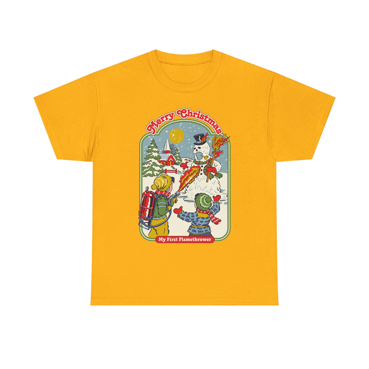 Christmas Kids Tee — 'Merry Christmas' Vintage Snowman Sledding Design