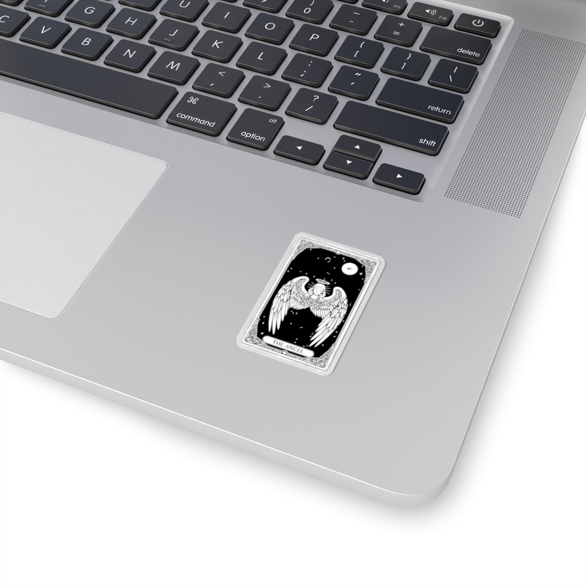 Tarot Angel Sticker — The Angel Kiss-Cut Vinyl Sticker (Mystic Black & White)