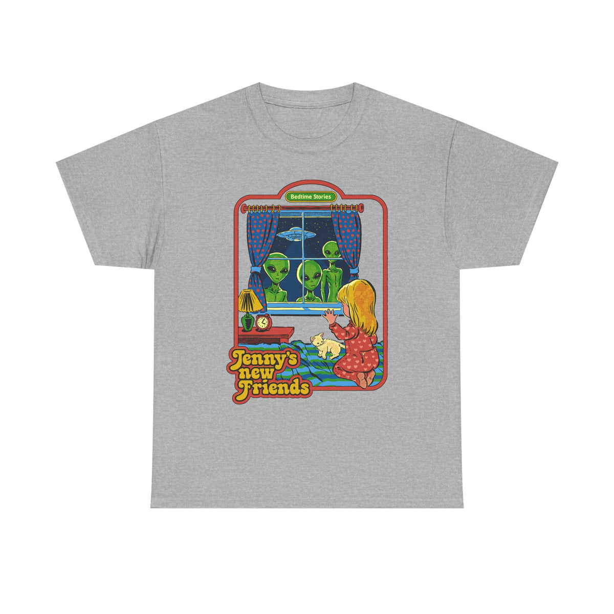 Vintage Kid & Aliens Tee — "Jenny's New Friends" Retro Graphic T-Shirt
