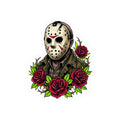 Horror Mask Sticker — Jason Mask with Red Roses Kiss-Cut Sticker