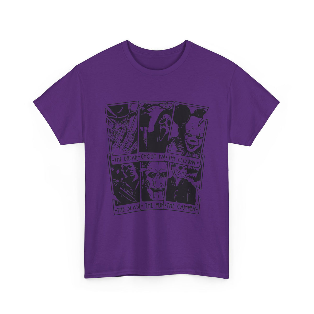 Horror Comic Panel T-Shirt — Ghost, Clown & Skull Graphic Tee