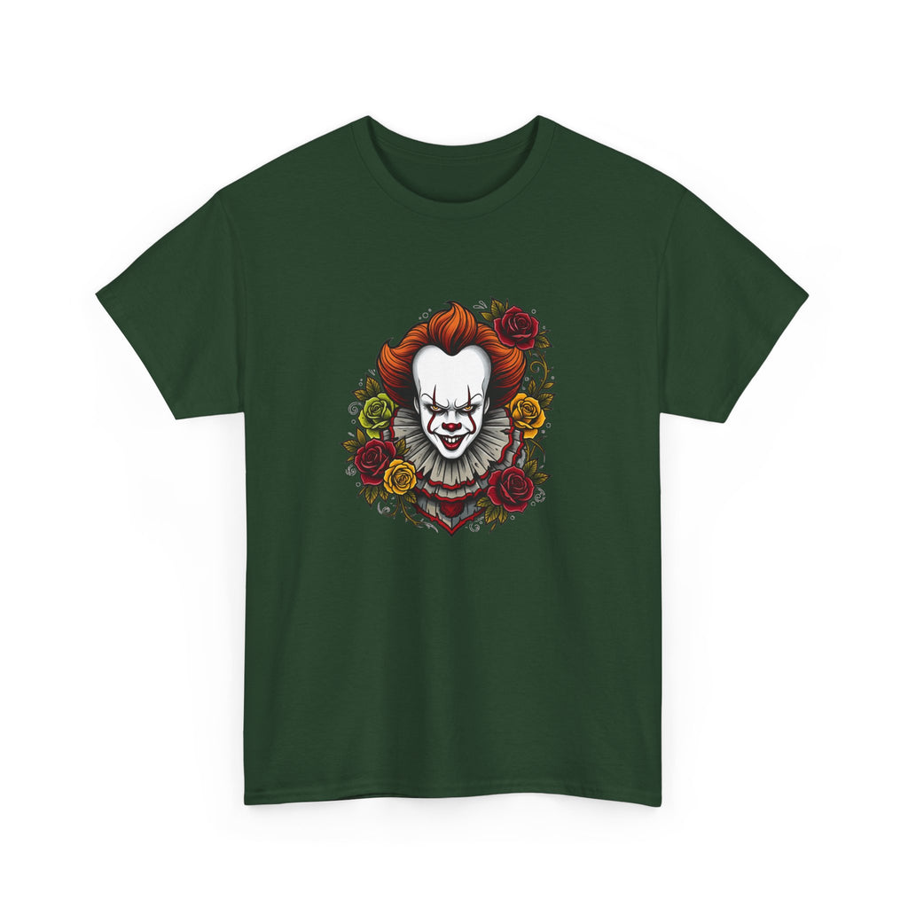 Horror Clown Tee — Pennywise Floral Portrait Graphic T-Shirt