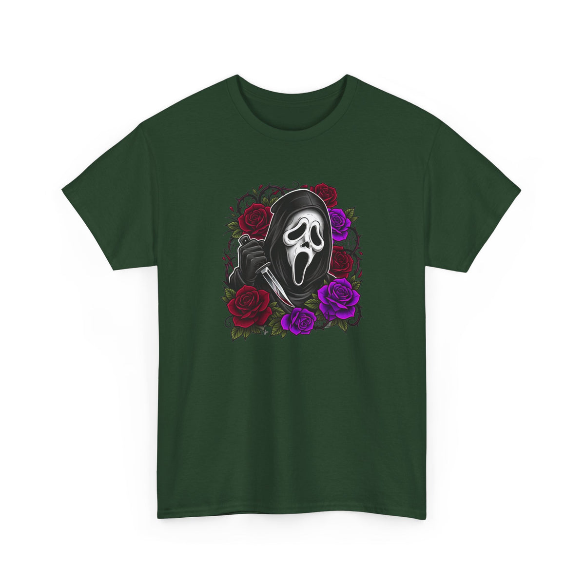 Scream Mask Roses T-Shirt — Gothic Horror Graphic Tee
