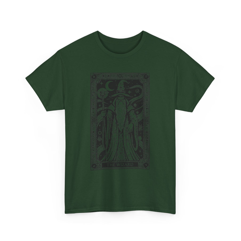 Tarot Wizard T-Shirt — Mystic Moon & Stars Occult Graphic Tee
