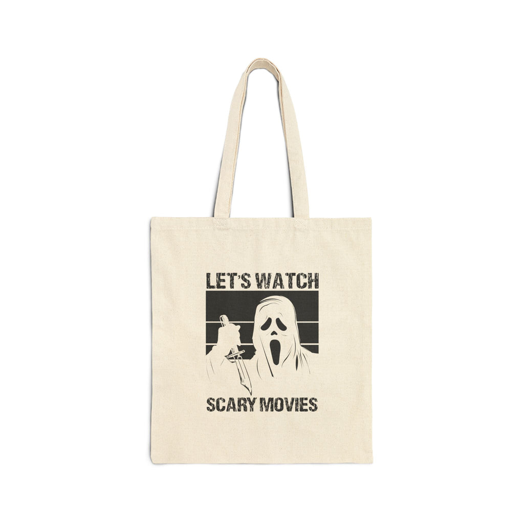 Tote Bag — "Let's Watch Scary Movies" Halloween Canvas Tote