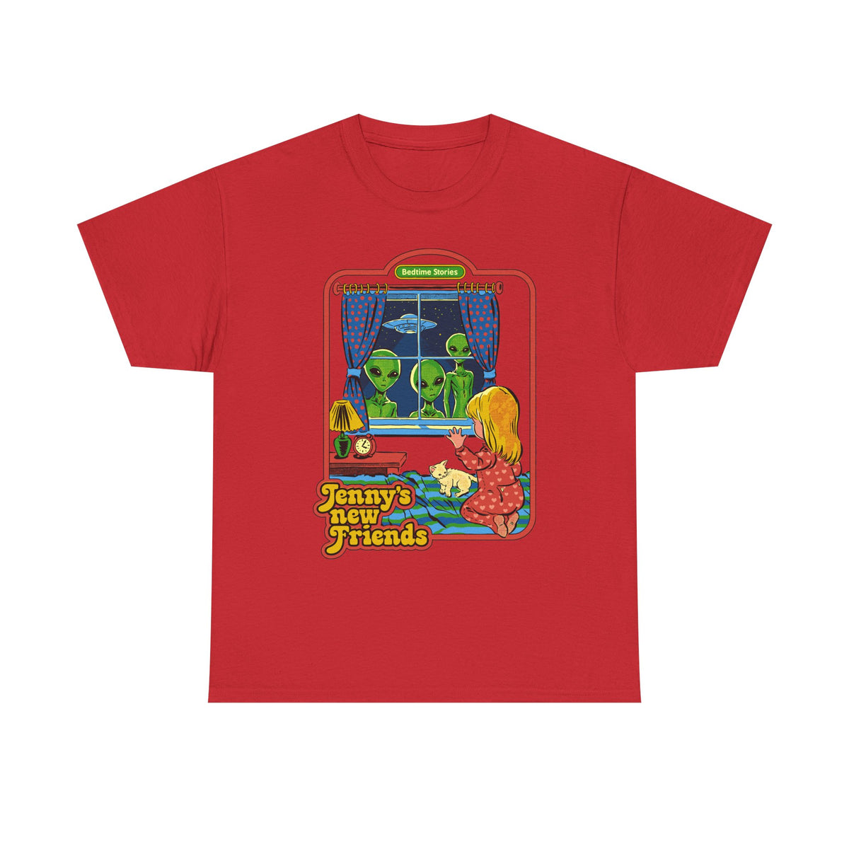 Vintage Kid & Aliens Tee — "Jenny's New Friends" Retro Graphic T-Shirt