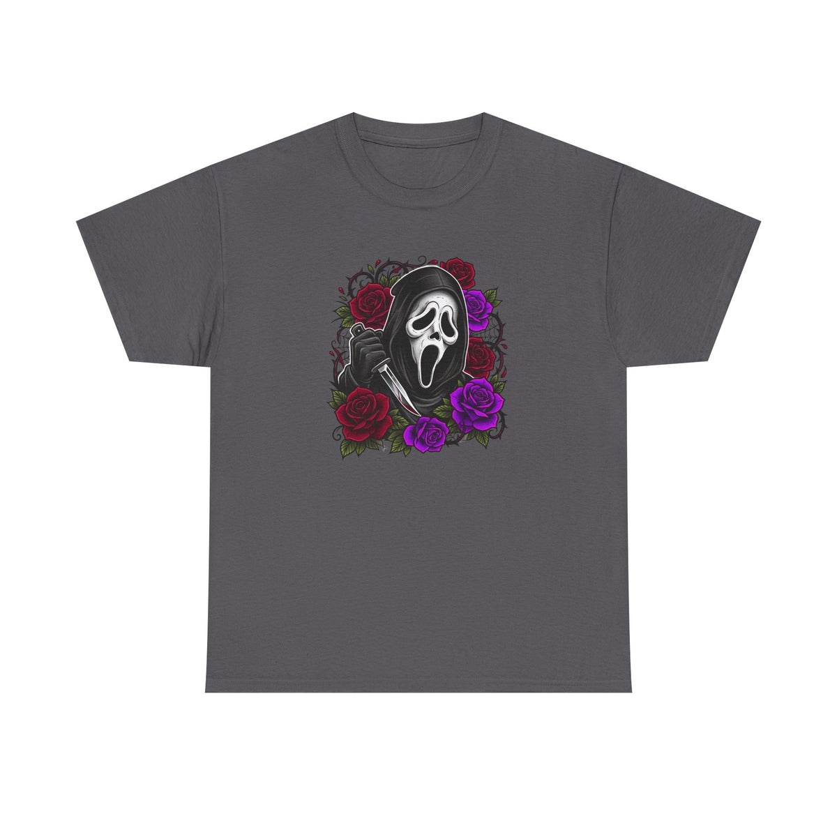 Scream Mask Roses T-Shirt — Gothic Horror Graphic Tee