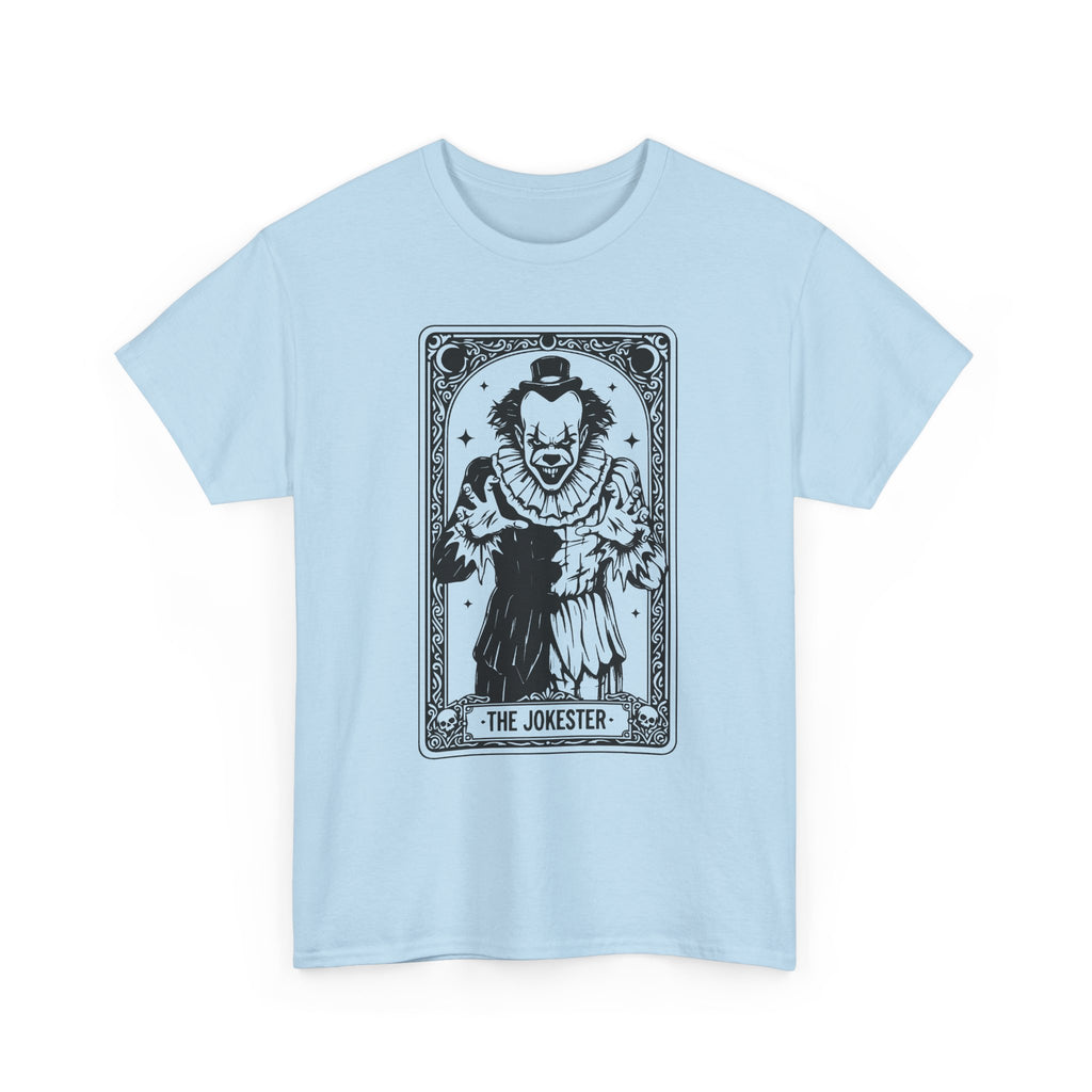 The Jokester Tarot Tee — Vintage Black & White Clown Graphic T‑Shirt