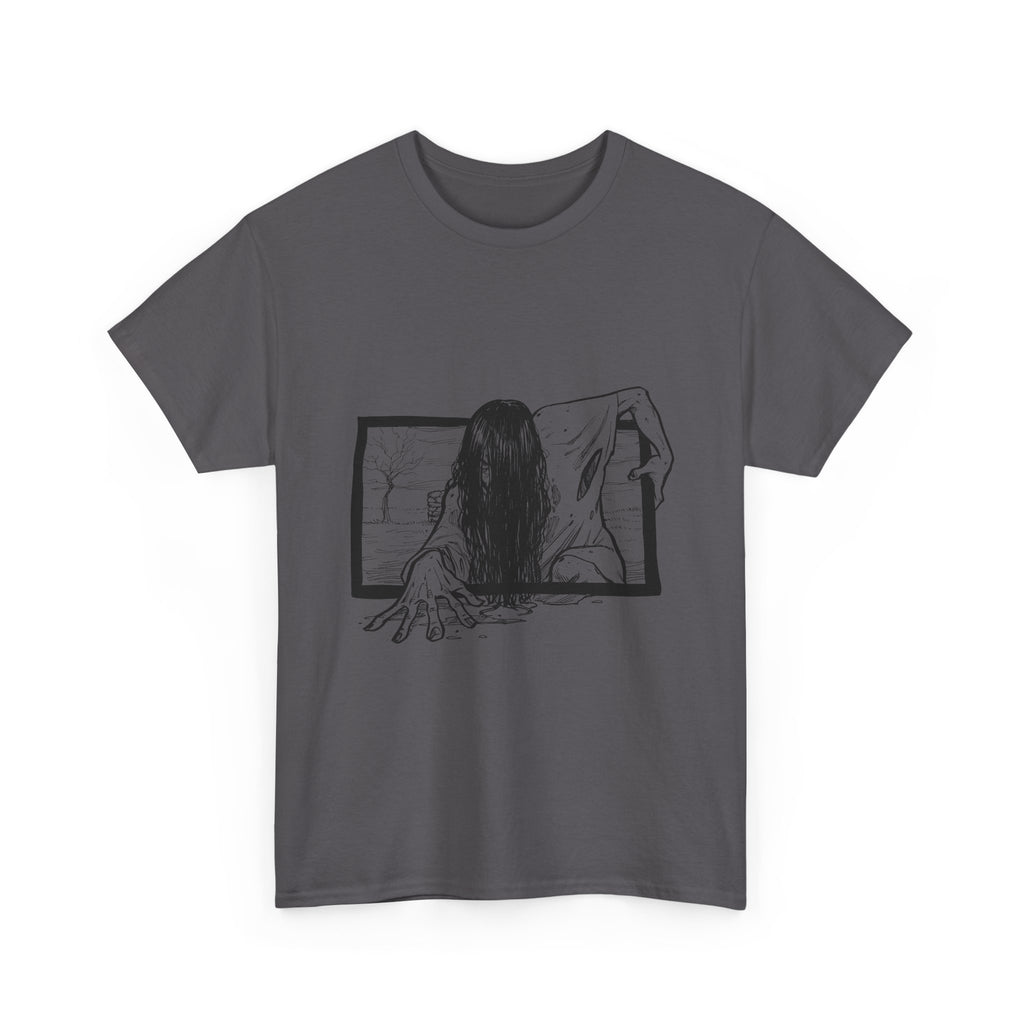 Horror Girl T‑Shirt — Creepy Window Ghost Graphic Tee