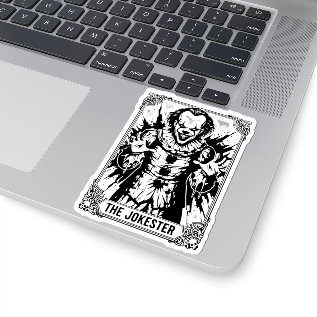 The Jokester Horror Sticker — Creepy Clown Kiss-Cut Sticker for Laptops & Skateboards
