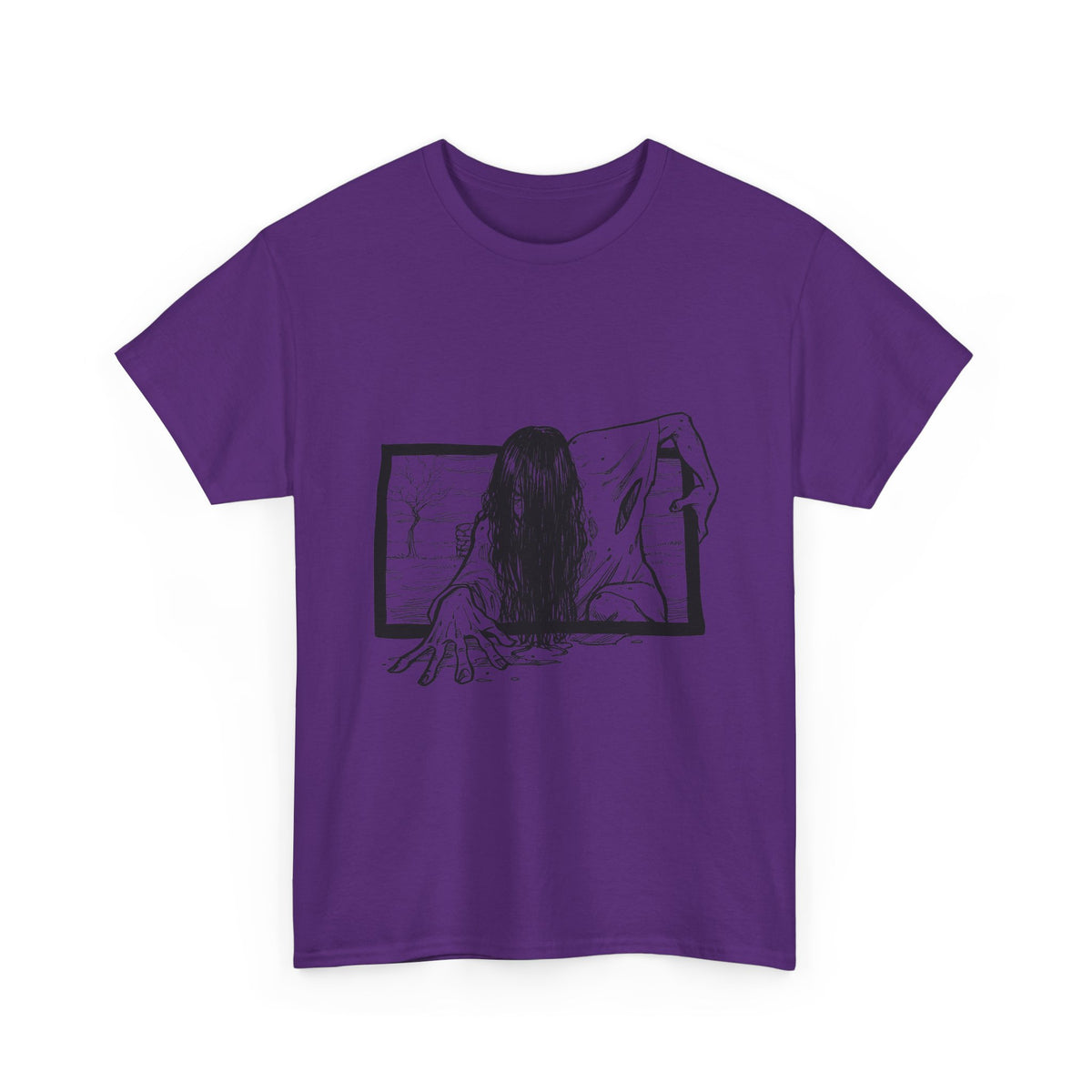 Horror Girl T‑Shirt — Creepy Window Ghost Graphic Tee