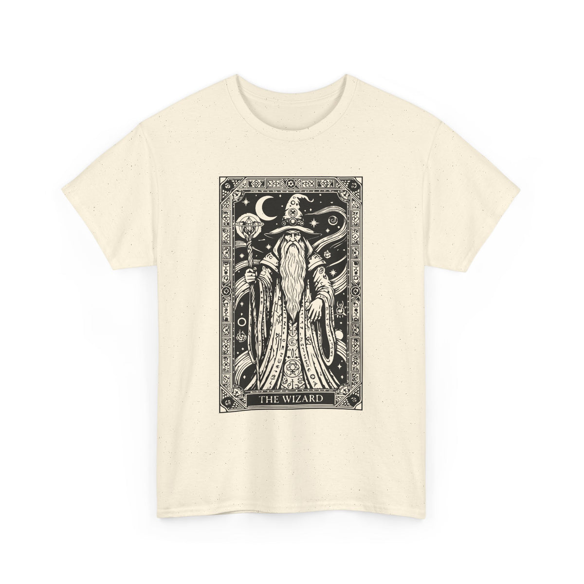 Tarot Wizard T-Shirt — Mystic Moon & Stars Occult Graphic Tee
