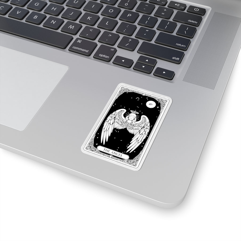 Tarot Angel Sticker — The Angel Kiss-Cut Vinyl Sticker (Mystic Black & White)