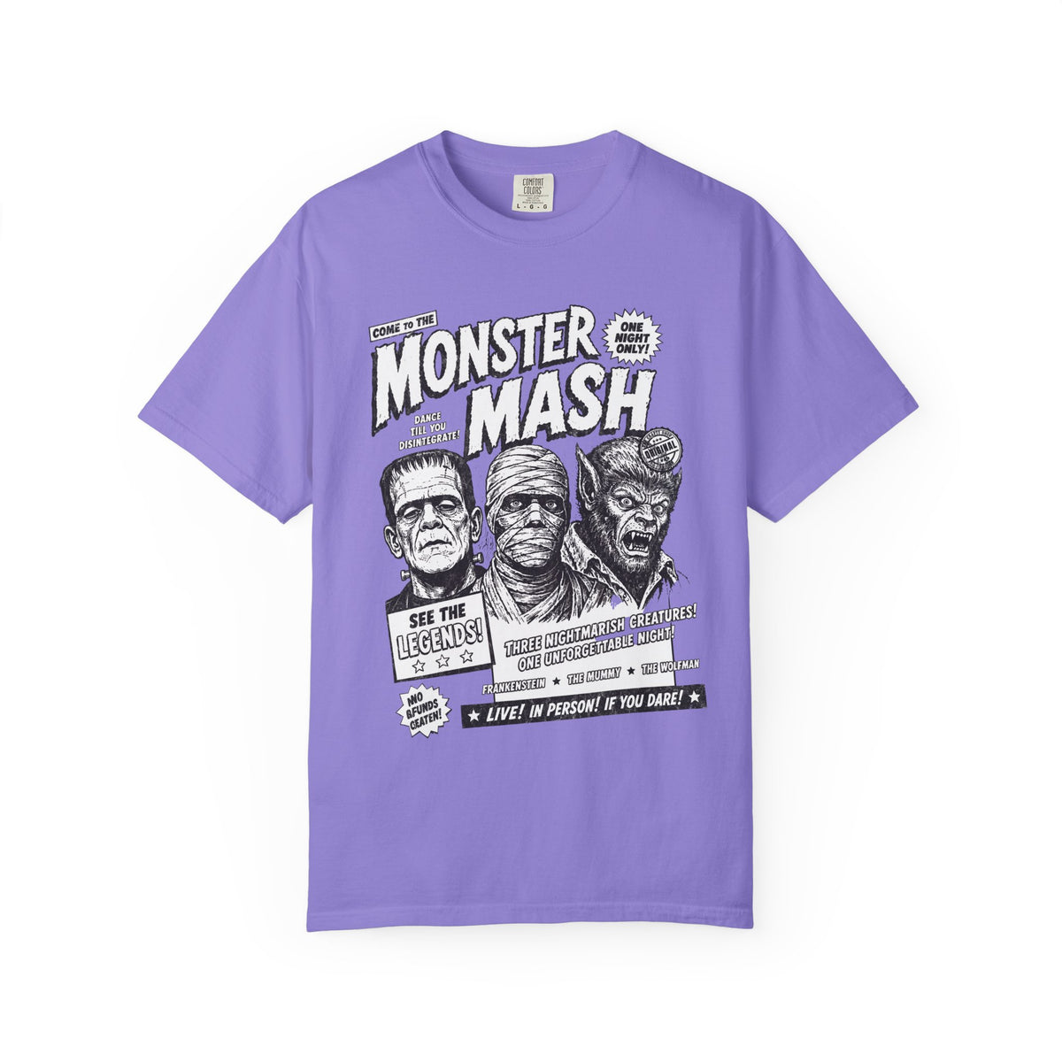 Monster Mash Vintage Horror T-Shirt — Retro Frankenstein Wolfman Mummy Concert Poster