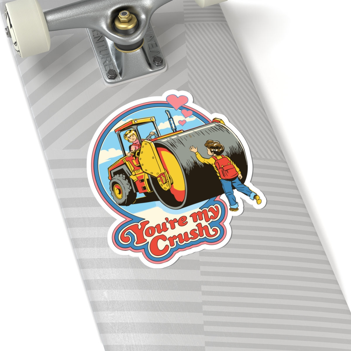 Retro 'You're My Crush' Kiss-Cut Sticker — Cute Steamroller Valentine Decor