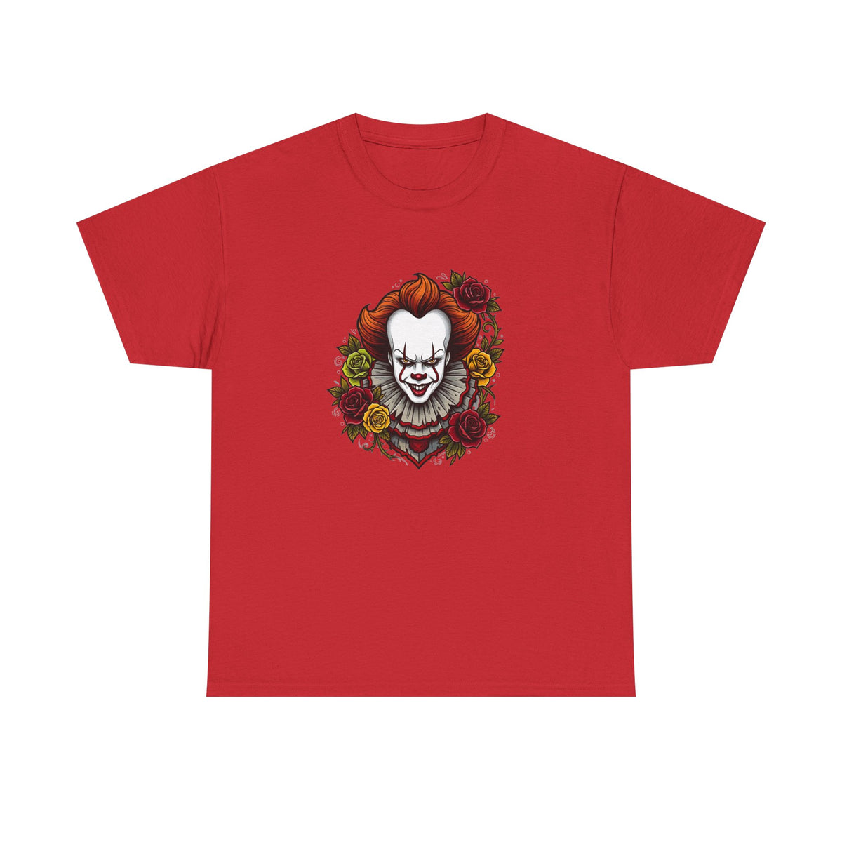 Horror Clown Tee — Pennywise Floral Portrait Graphic T-Shirt