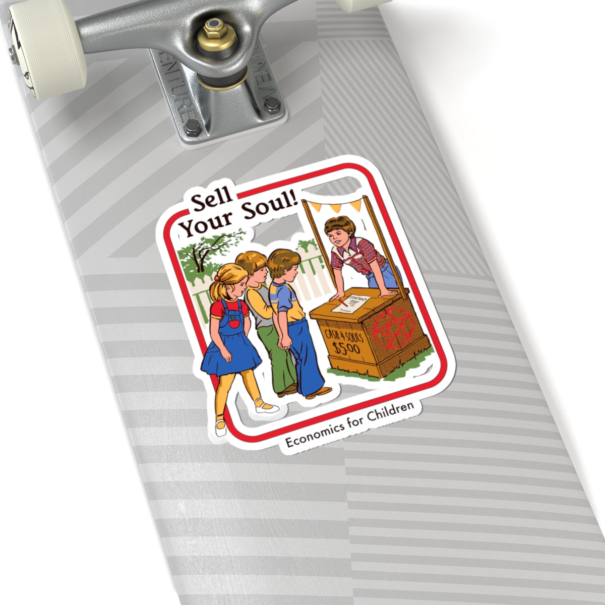Sticker — "Sell Your Soul!" Retro Kids Lemonade Stand Sticker (Economics for Children)