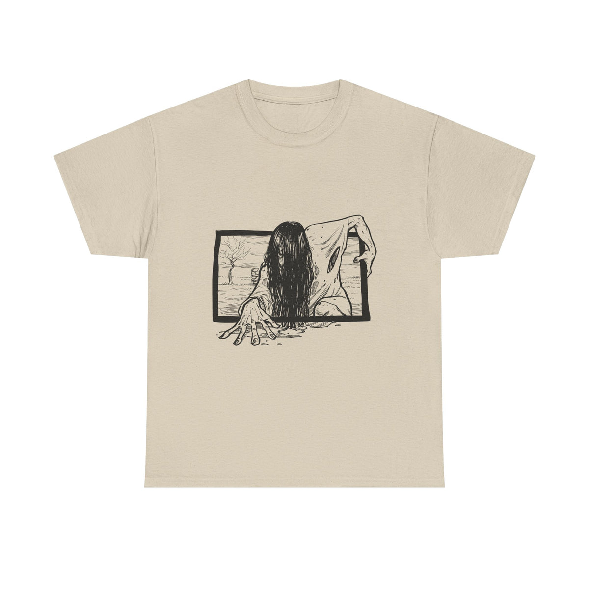 Horror Girl T‑Shirt — Creepy Window Ghost Graphic Tee