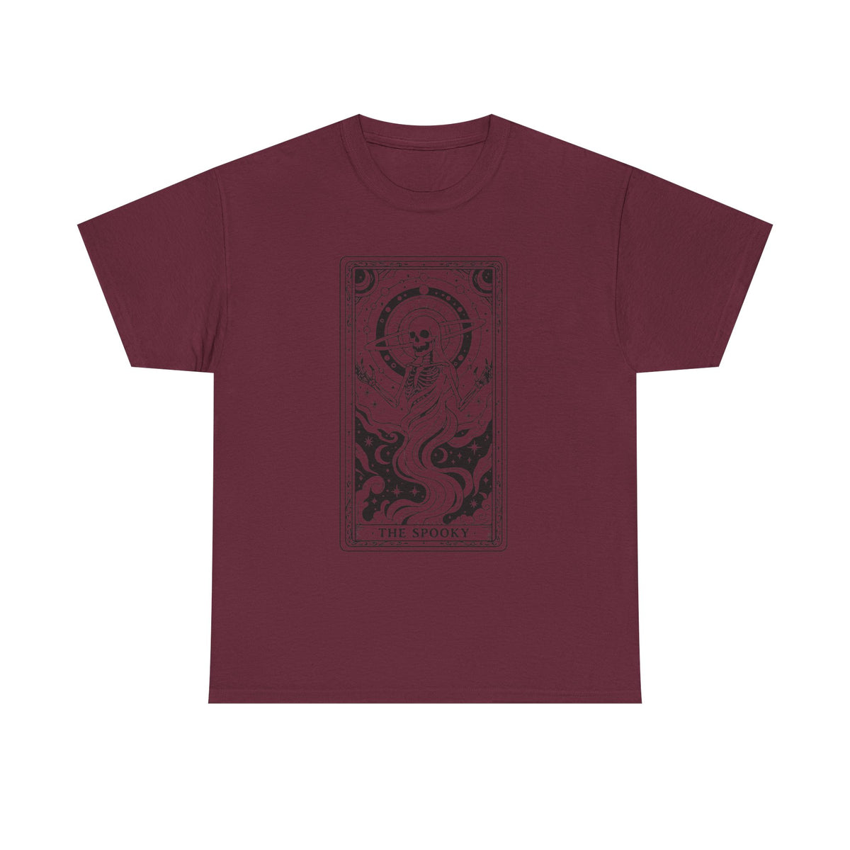 Tarot Skull Flame T‑Shirt — 'The Spooky' Gothic Graphic Tee