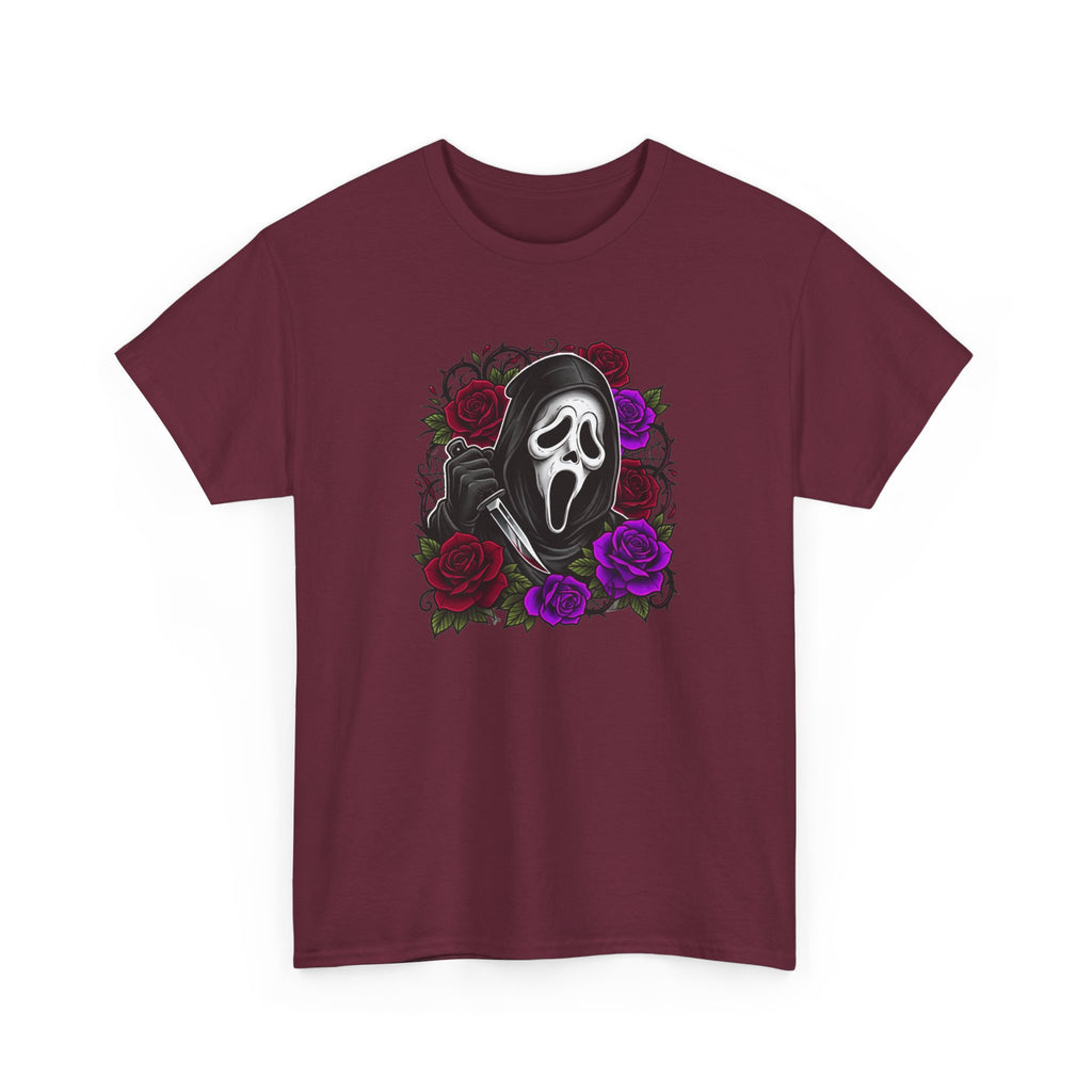 Scream Mask Roses T-Shirt — Gothic Horror Graphic Tee