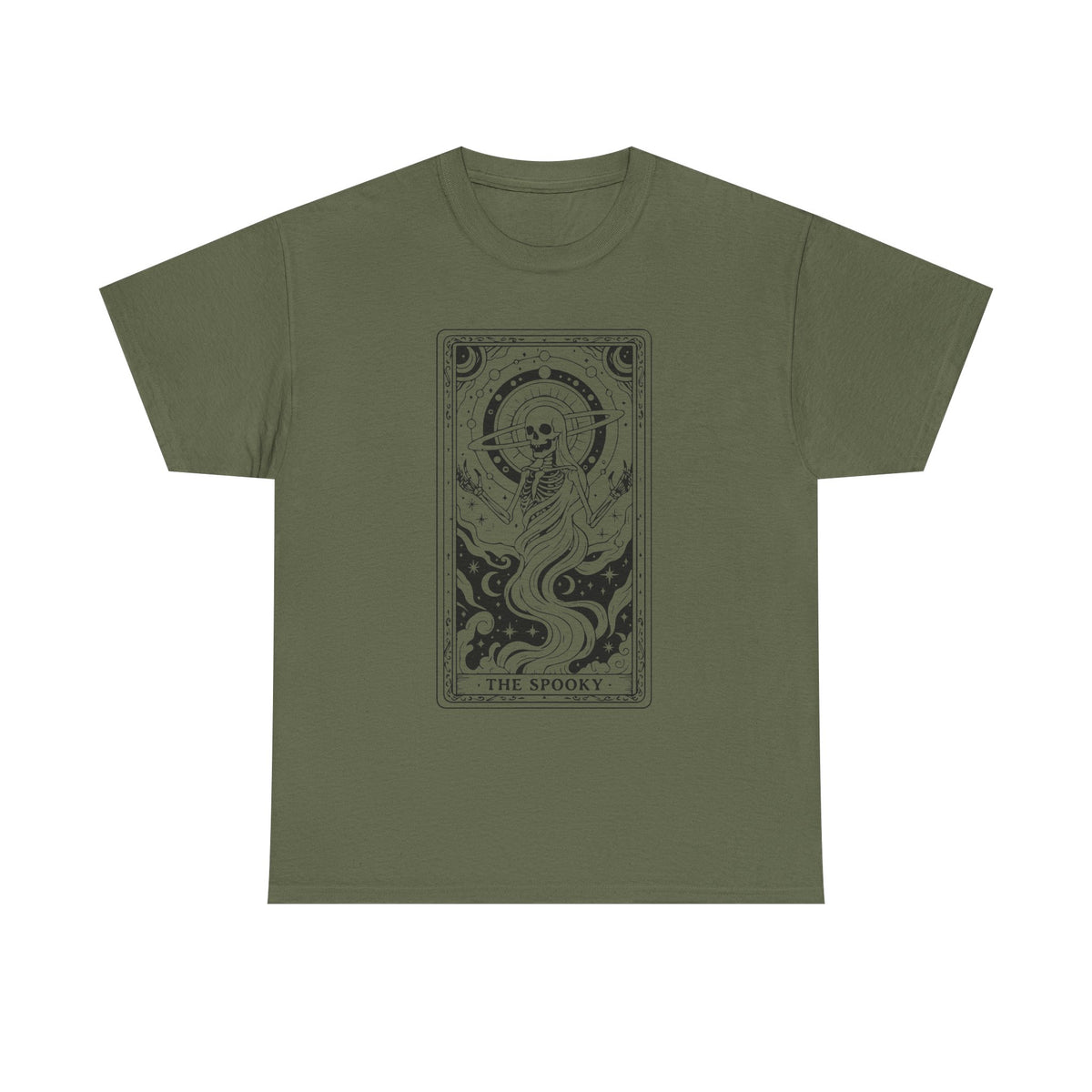 Tarot Skull Flame T‑Shirt — 'The Spooky' Gothic Graphic Tee