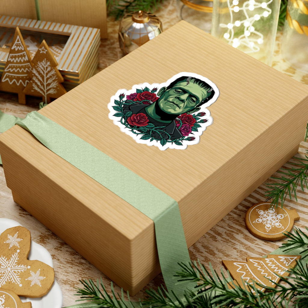 Frankenstein Rose Kiss-Cut Sticker — Gothic Horror Laptop Decal