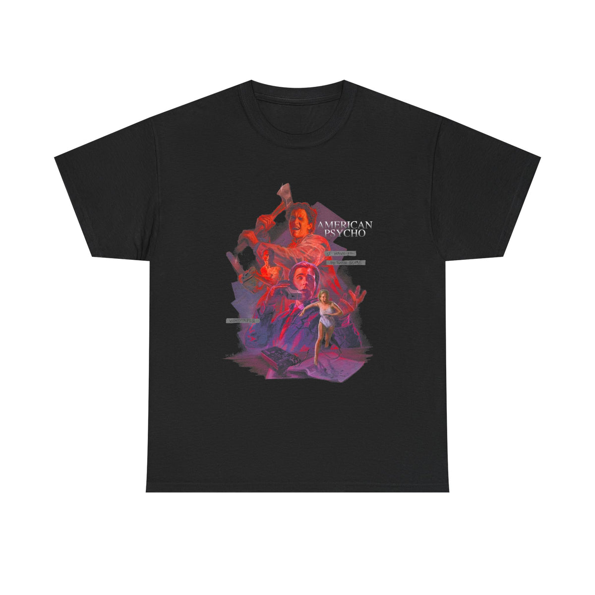 T-Shirt — 'American Psycho' Neon Collage Graphic Tee