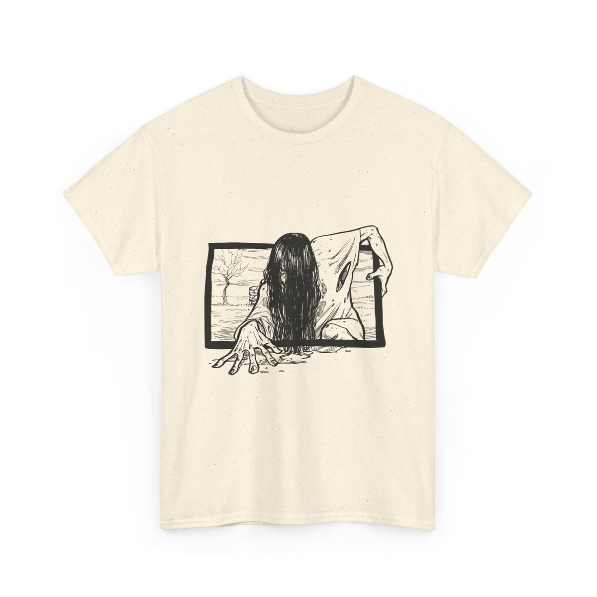 Horror Girl T‑Shirt — Creepy Window Ghost Graphic Tee