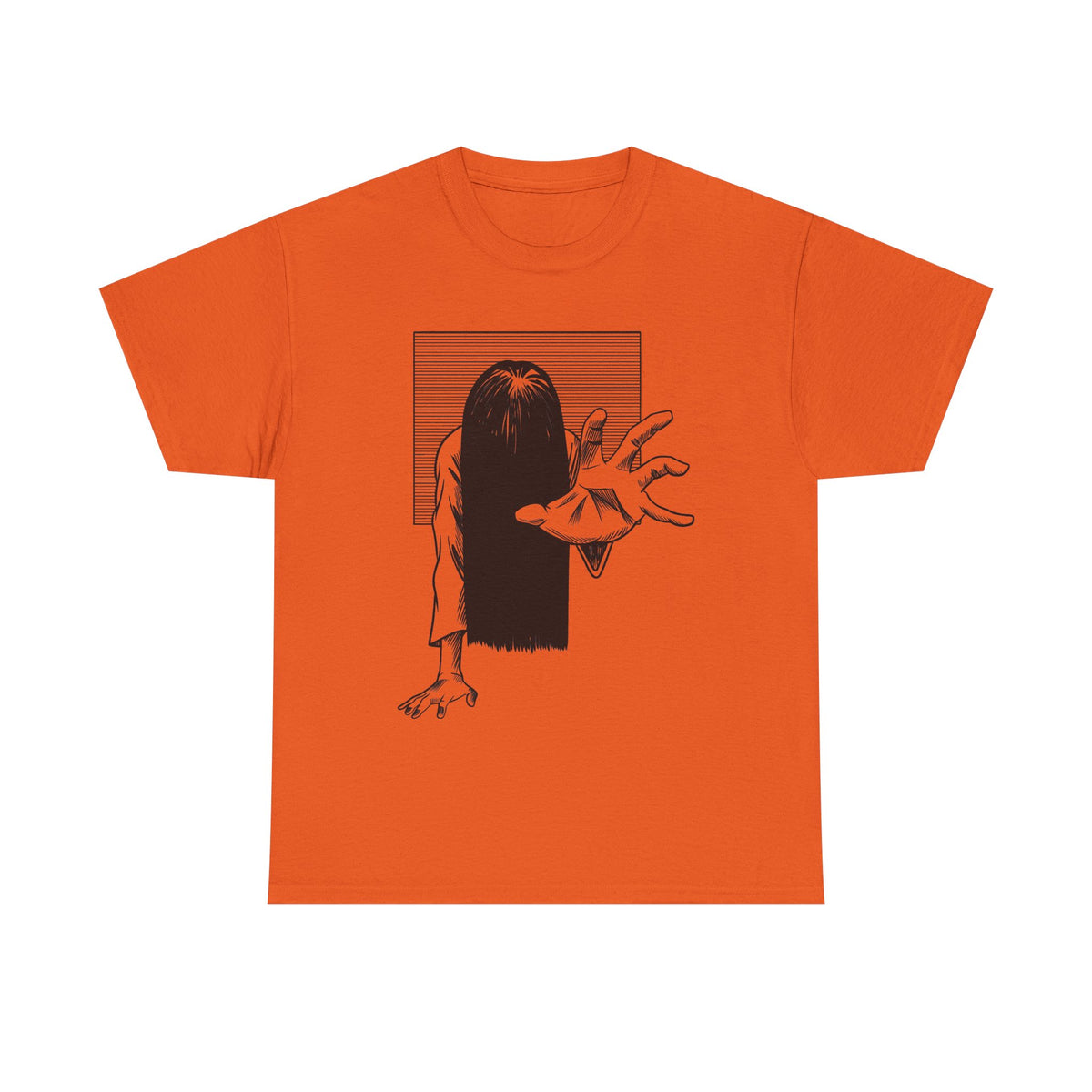 Horror Ring Girl Graphic Tee — Creepy Vintage Ghost T-Shirt