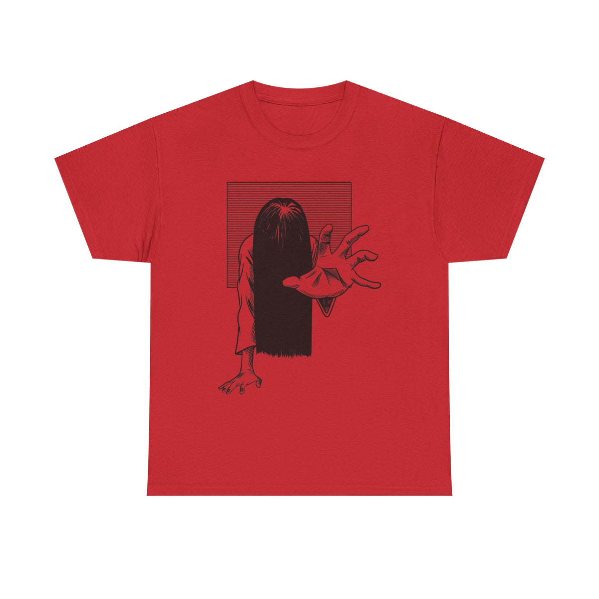 Horror Ring Girl Graphic Tee — Creepy Vintage Ghost T-Shirt