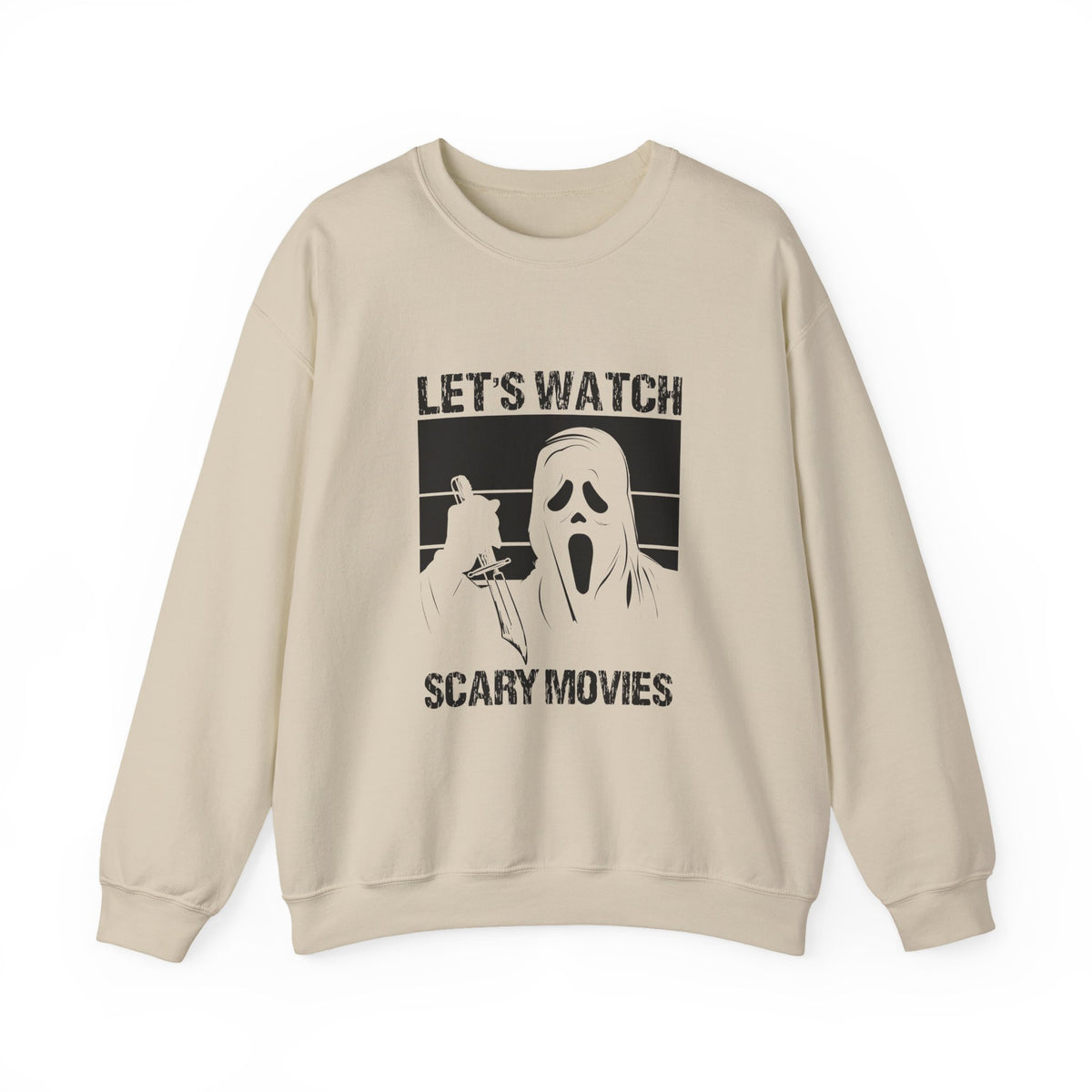 Horror Movie Crewneck Sweatshirt - "Let’s Watch Scary Movies" Ghost Design