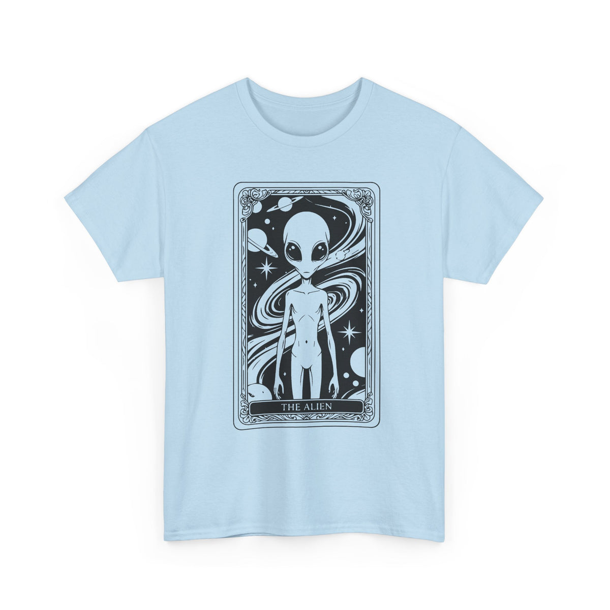 Alien Tarot Graphic Tee — Cosmic Space Alien Illustration Shirt