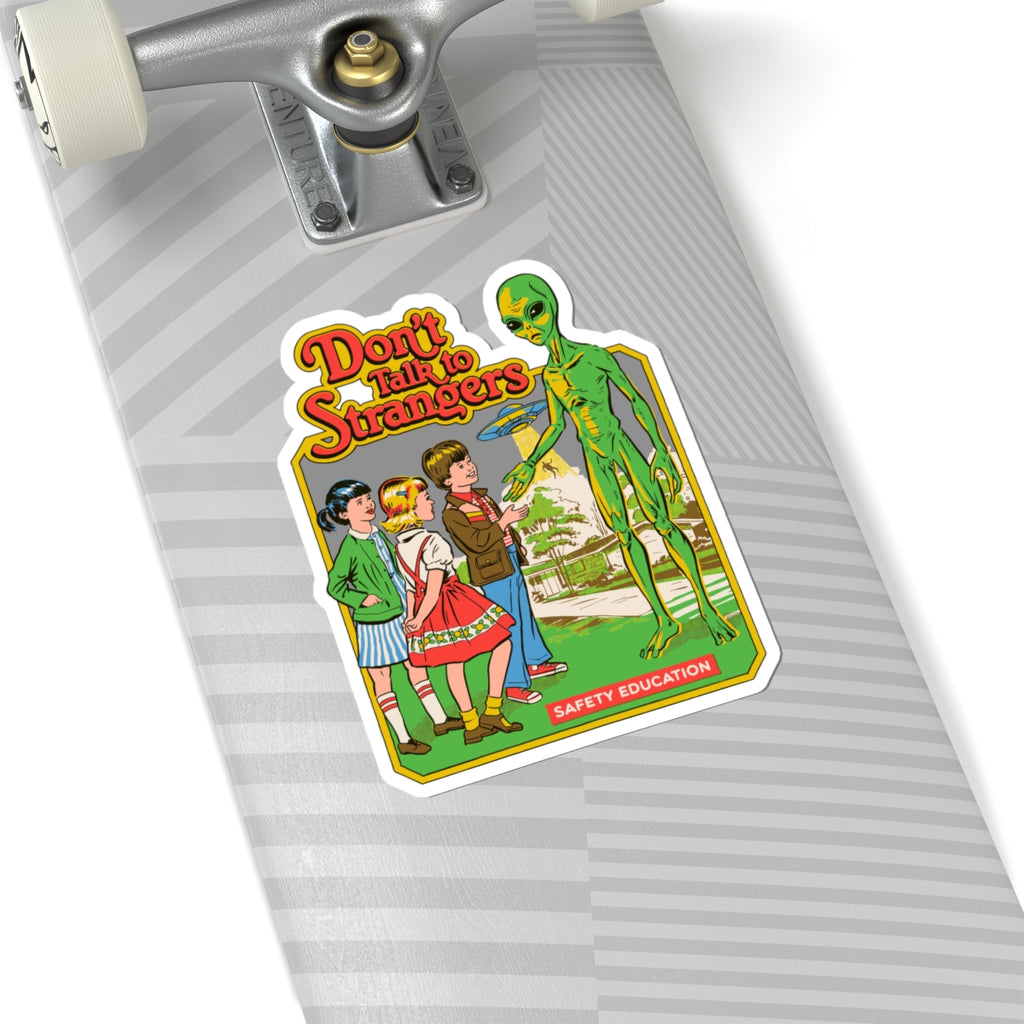 Don't Talk to Strangers Alien Sticker — Retro Safety Education Kiss-Cut Sticker