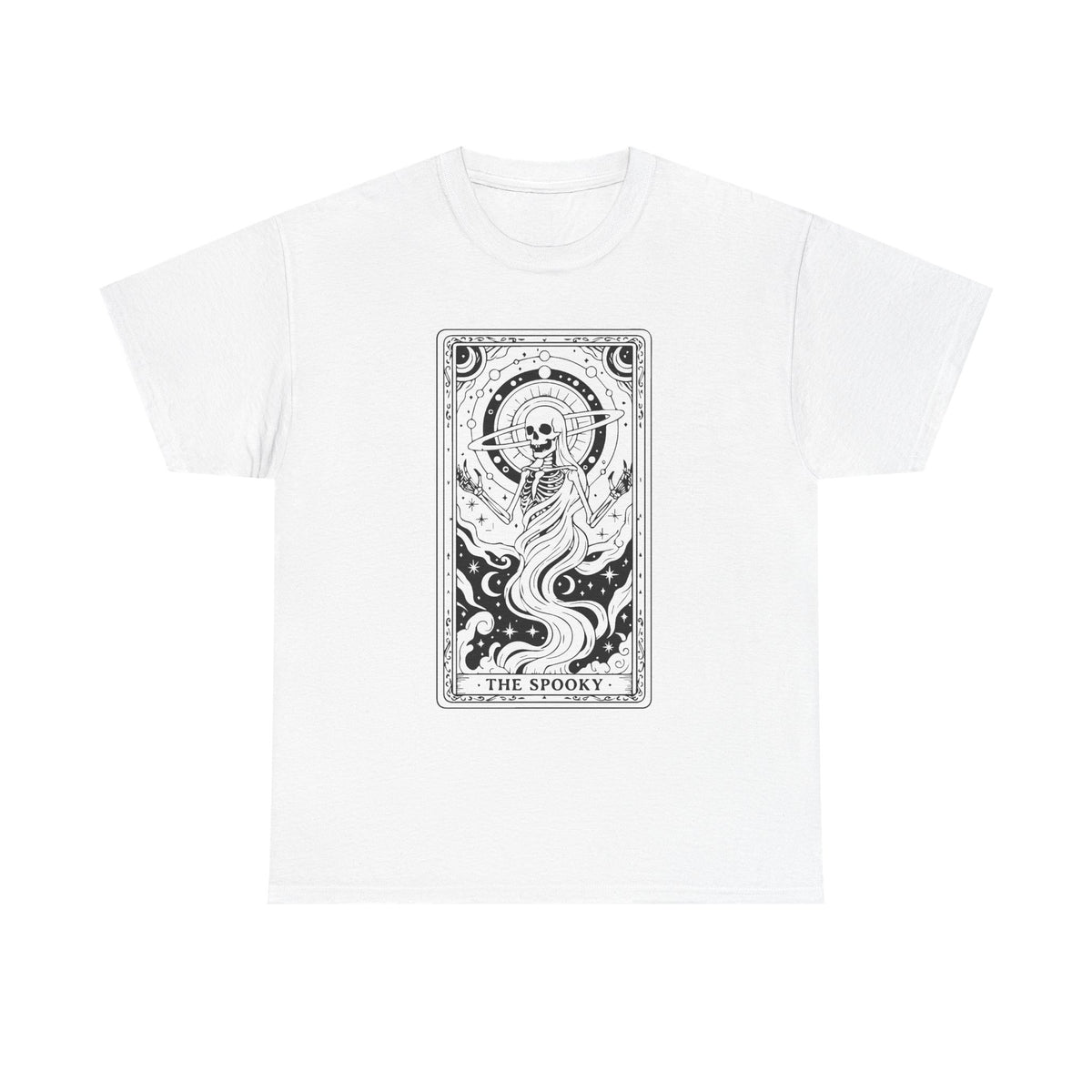 Tarot Skull Flame T‑Shirt — 'The Spooky' Gothic Graphic Tee