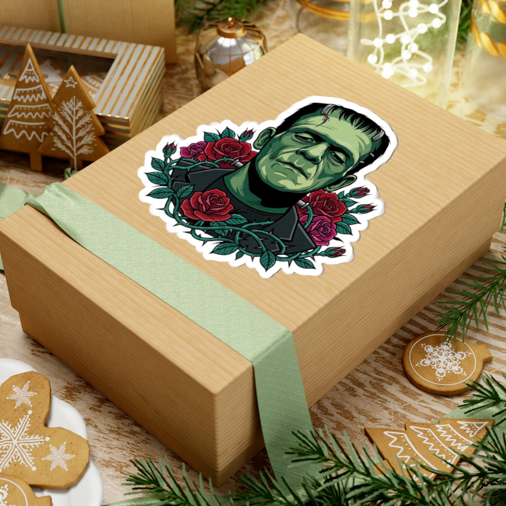 Frankenstein Rose Kiss-Cut Sticker — Gothic Horror Laptop Decal