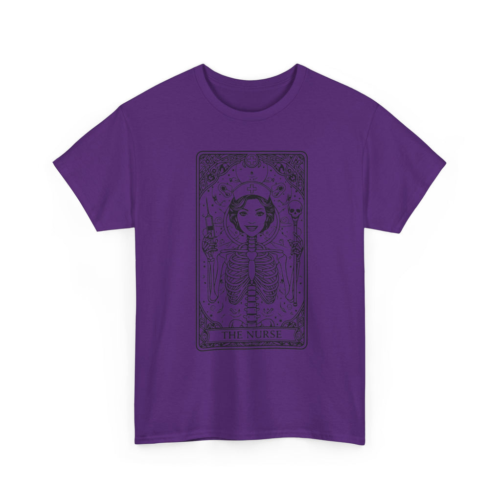 Tarot Nurse Graphic Tee — 'The Nurse' Skeleton Card T-Shirt