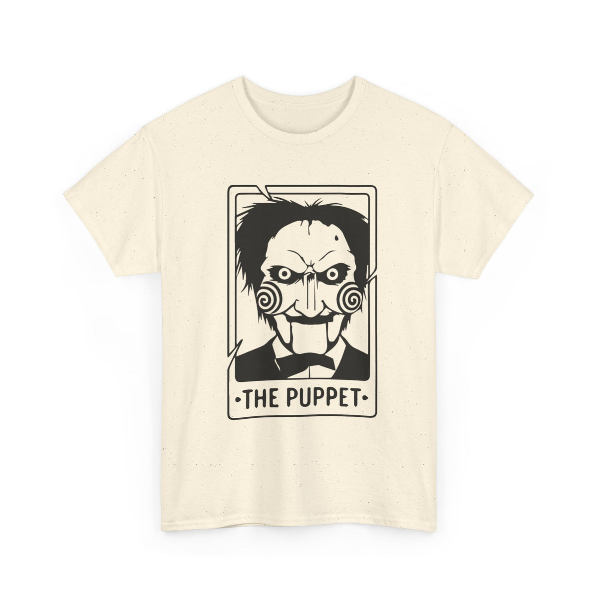 Horror Puppet Graphic Tee — "The Puppet" Vintage Creepy Mask T‑Shirt