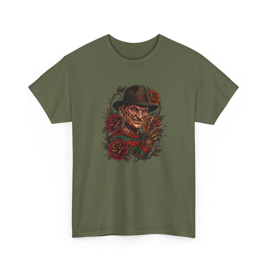 Horror Rose Tee — Vintage Freddy-Inspired Nightmare Skull Graphic T-Shirt
