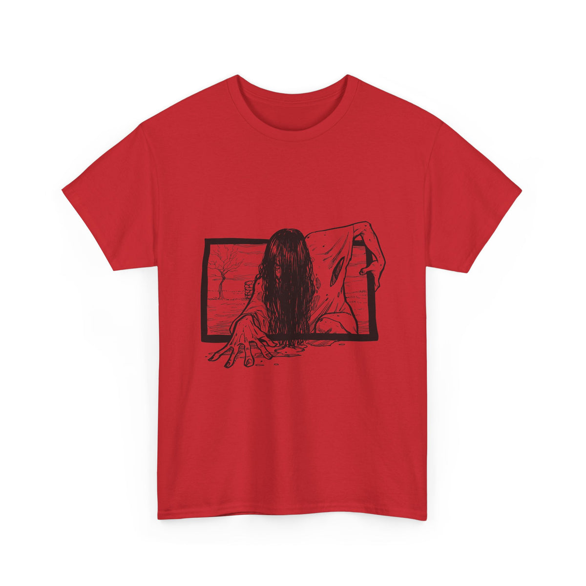 Horror Girl T‑Shirt — Creepy Window Ghost Graphic Tee