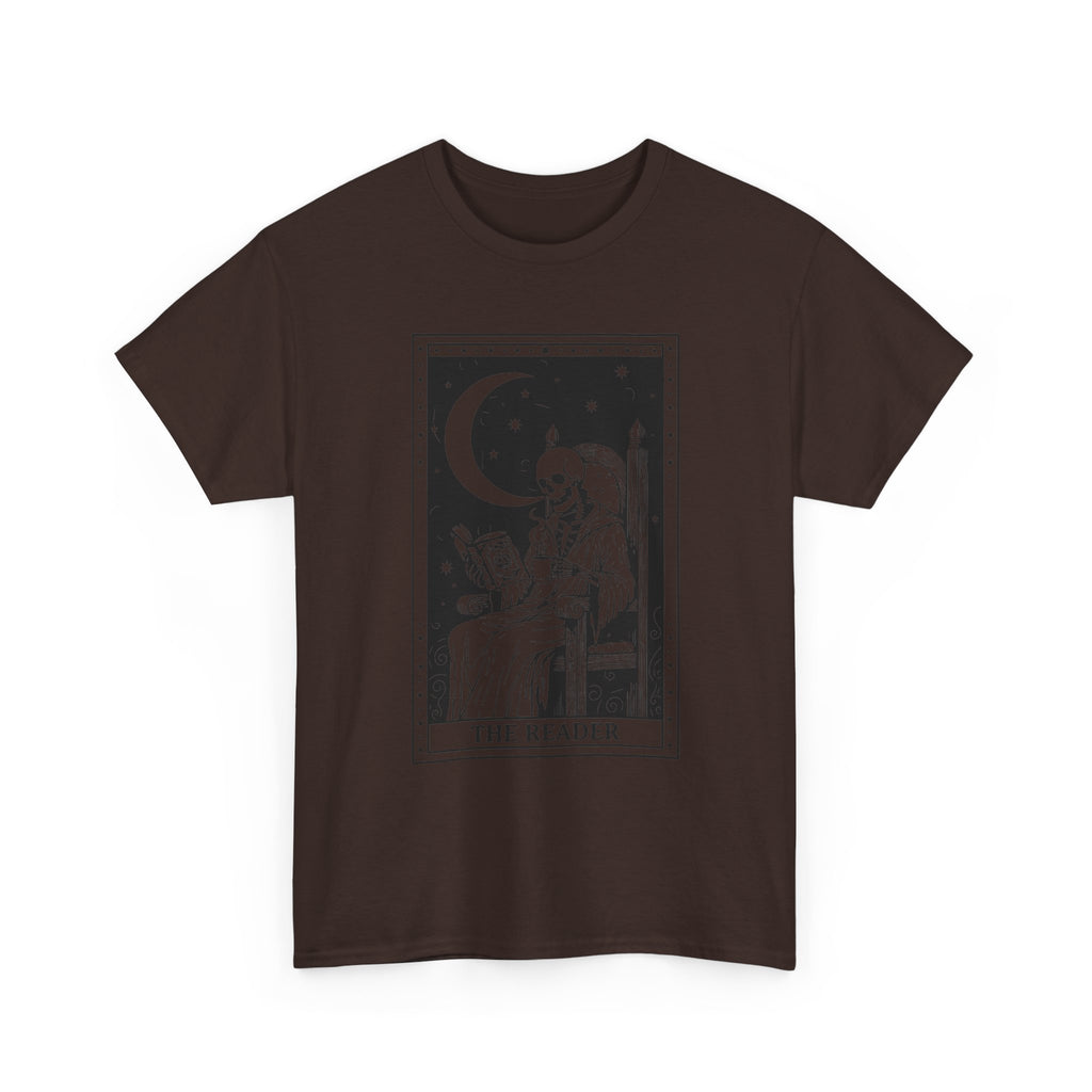 Tarot 'The Reader' Graphic Tee — Moonlit Occult Reading T-Shirt