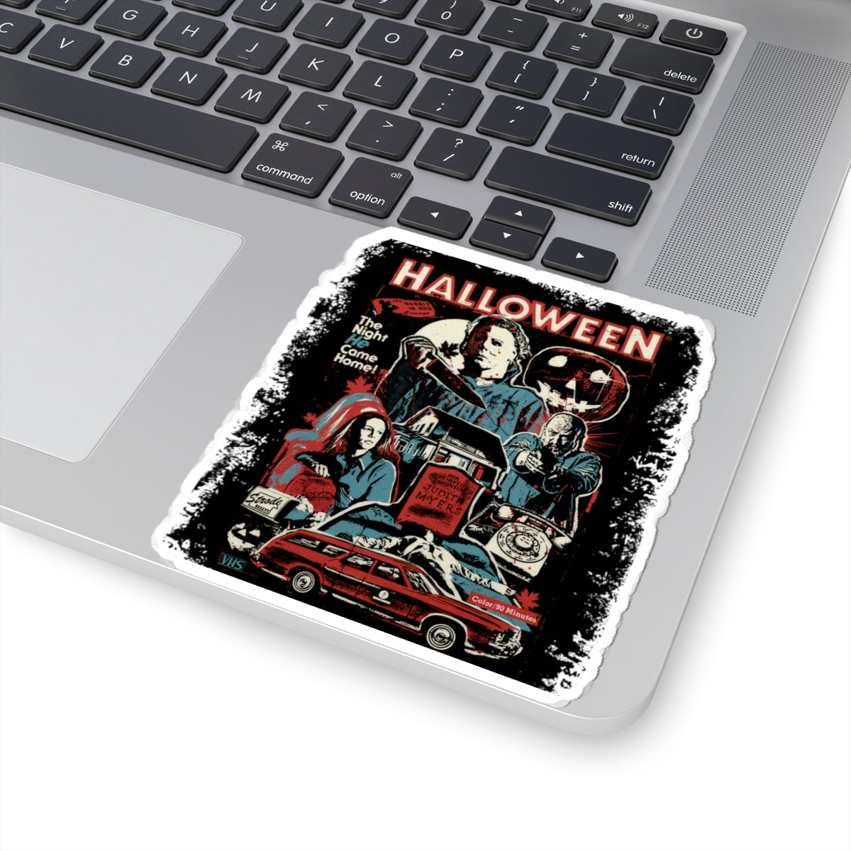 Halloween Movie Collage Sticker — Retro Michael Myers Kiss-Cut Decal